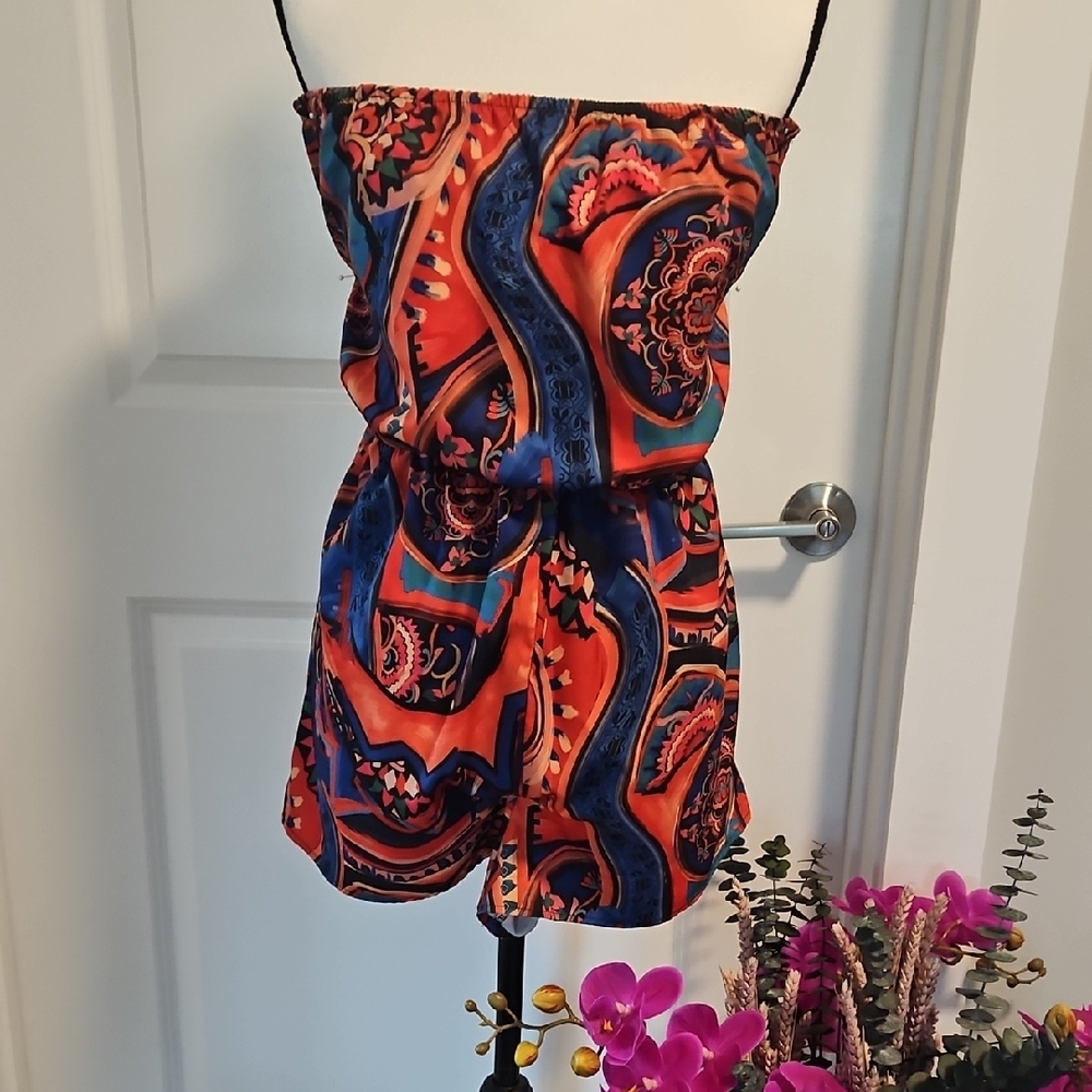 SHEIN Vibrant Patterned Strapless Jumpsuit